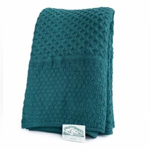 Aran Crafts Ireland Merino Wool Knit Throw Blanket Green 62x54 Irish‎